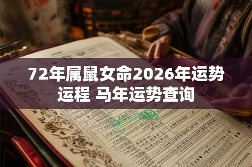 72年属鼠女命2026年运势运程 马年运势查询