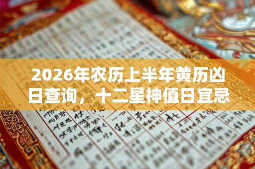 2026年农历上半年黄历凶日查询，十二星神值日宜忌