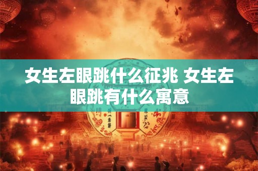 女生左眼跳什么征兆 女生左眼跳有什么寓意 女生左眼跳什么征兆 女生左眼跳有什么寓意