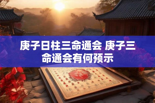 庚子日柱三命通会 庚子三命通会有何预示