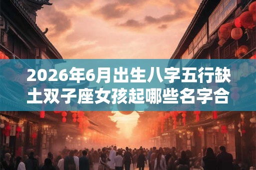 2026年6月出生八字五行缺土双子座女孩起哪些名字合适