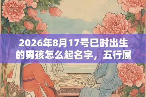 2026年8月17号巳时出生的男孩怎么起名字，五行属什么