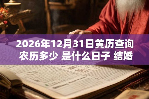 2026年12月31日黄历查询 农历多少 是什么日子 结婚吉时
