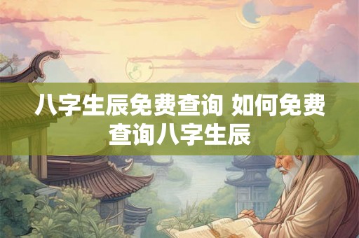 八字生辰免费查询 如何免费查询八字生辰