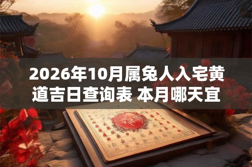2026年10月属兔人入宅黄道吉日查询表 本月哪天宜入宅 2026年10月属兔人入宅黄道吉日查询表 本月哪天宜入宅