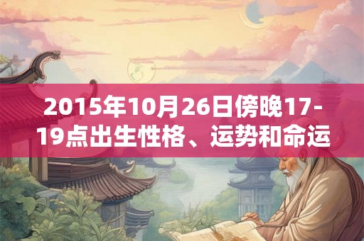 2015年10月26日傍晚17-19点出生性格、运势和命运