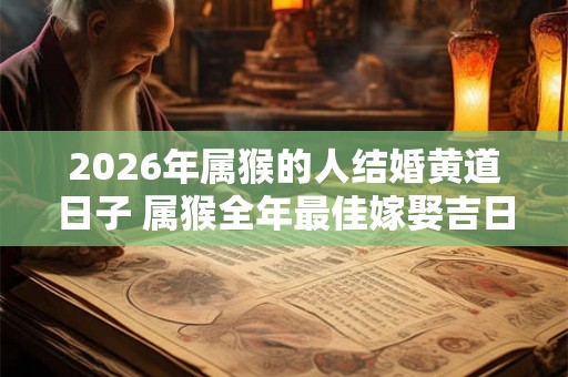 2026年属猴的人结婚黄道日子 属猴全年最佳嫁娶吉日