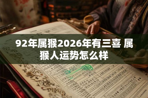 92年属猴2026年有三喜 属猴人运势怎么样