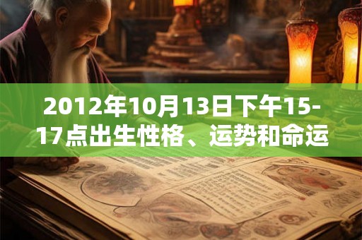 2012年10月13日下午15-17点出生性格、运势和命运