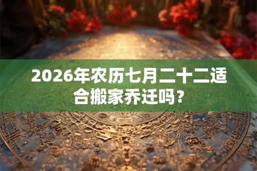 2026年农历七月二十二适合搬家乔迁吗? 2026年农历七月二十二适合搬家乔迁吗?