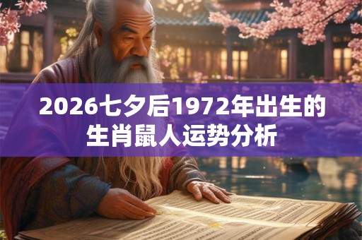 2026七夕后1972年出生的生肖鼠人运势分析