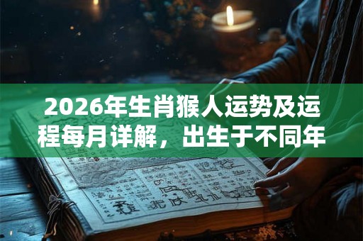 2026年生肖猴人运势及运程每月详解，出生于不同年份属猴人的运势