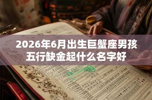 2026年6月出生巨蟹座男孩五行缺金起什么名字好