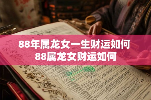 88年属龙女一生财运如何 88属龙女财运如何 88年属龙女一生财运如何 88属龙女财运如何