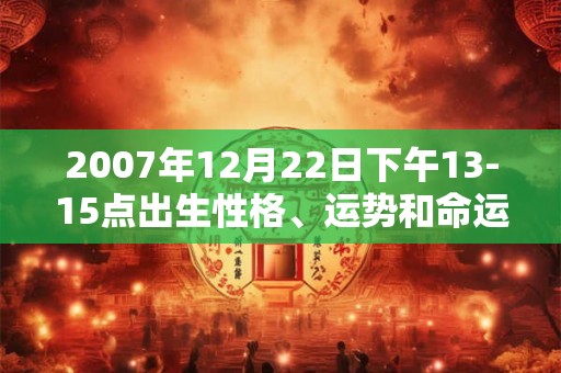 2007年12月22日下午13-15点出生性格、运势和命运