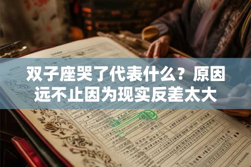 双子座哭了代表什么？原因远不止因为现实反差太大