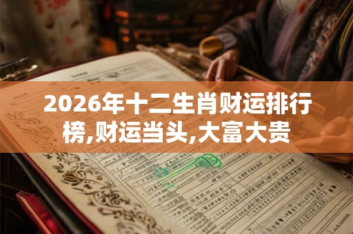 2026年十二生肖财运排行榜,财运当头,大富大贵 2026年十二生肖财运排行榜,财运当头,大富大贵