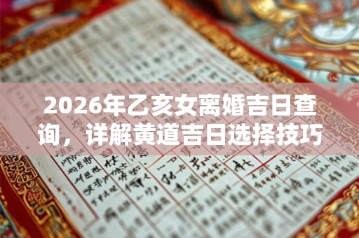 2026年乙亥女离婚吉日查询，详解黄道吉日选择技巧