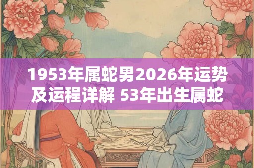 1953年属蛇男2026年运势及运程详解 53年出生属蛇人2026全年每月运势男性