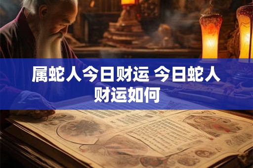属蛇人今日财运 今日蛇人财运如何