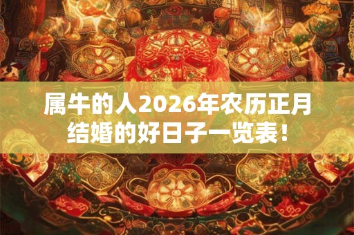 属牛的人2026年农历正月结婚的好日子一览表！