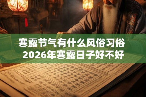 寒露节气有什么风俗习俗 2026年寒露日子好不好