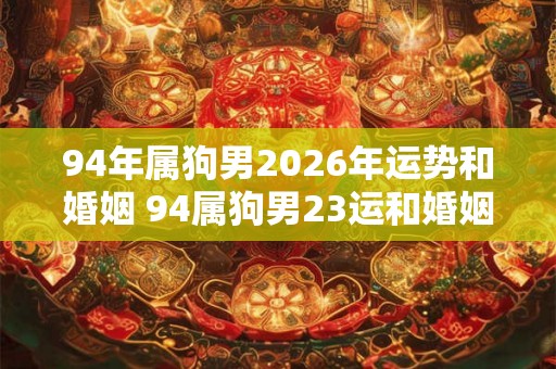 94年属狗男2026年运势和婚姻 94属狗男23运和婚姻如何