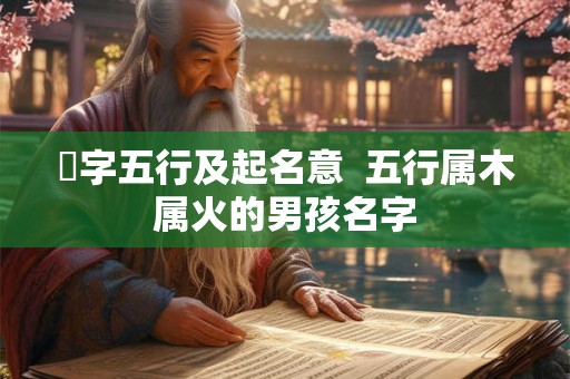 珎字五行及起名意  五行属木属火的男孩名字