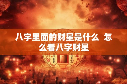八字里面的财星是什么  怎么看八字财星