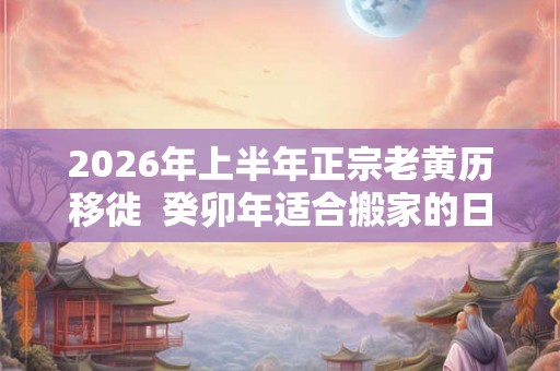 2026年上半年正宗老黄历移徙  癸卯年适合搬家的日子