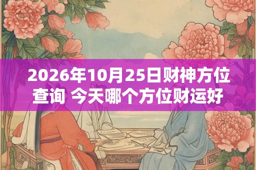 2026年10月25日财神方位查询 今天哪个方位财运好