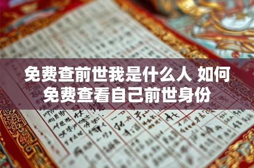 免费查前世我是什么人 如何免费查看自己前世身份