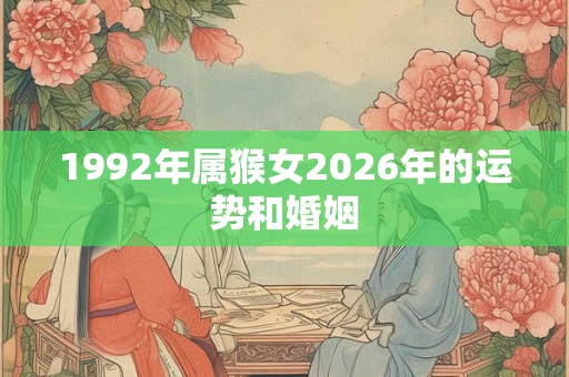 1992年属猴女2026年的运势和婚姻