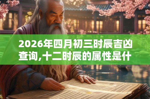 2026年四月初三时辰吉凶查询,十二时辰的属性是什么？