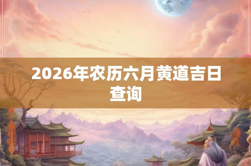 2026年农历六月黄道吉日查询