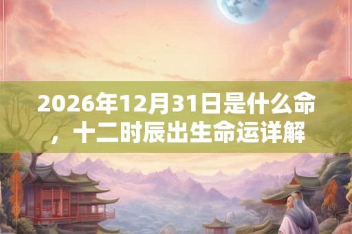 2026年12月31日是什么命，十二时辰出生命运详解