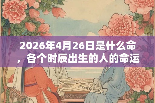 2026年4月26日是什么命，各个时辰出生的人的命运