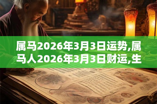 属马2026年3月3日运势,属马人2026年3月3日财运,生肖马2026年3月3日运势