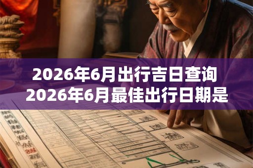 2026年6月出行吉日查询 2026年6月最佳出行日期是哪天