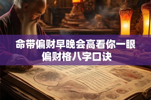 命带偏财早晚会高看你一眼 偏财格八字口诀 命带偏财早晚会高看你一眼 偏财格八字口诀