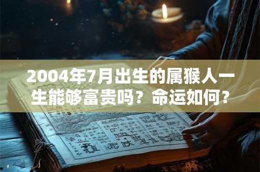 2004年7月出生的属猴人一生能够富贵吗？命运如何？