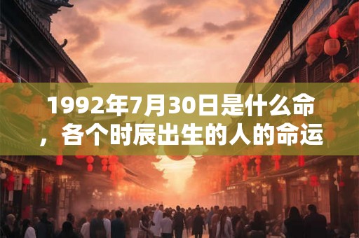 1992年7月30日是什么命，各个时辰出生的人的命运
