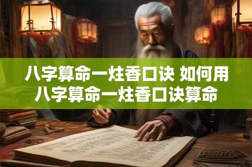 八字算命一炷香口诀 如何用八字算命一炷香口诀算命