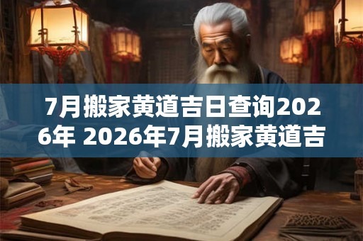7月搬家黄道吉日查询2026年 2026年7月搬家黄道吉日是哪天