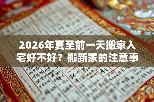 2026年夏至前一天搬家入宅好不好？搬新家的注意事项？