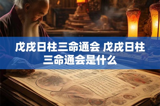 戊戌日柱三命通会 戊戌日柱三命通会是什么