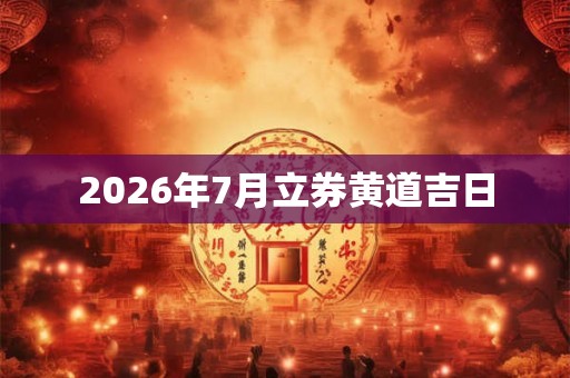 2026年7月立券黄道吉日