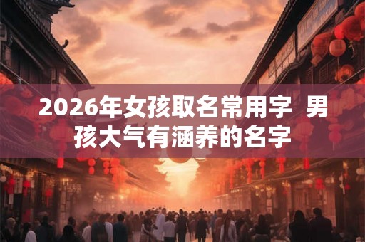 2026年女孩取名常用字  男孩大气有涵养的名字