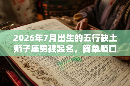 2026年7月出生的五行缺土狮子座男孩起名,简单顺口的名字 2026年7月出生的五行缺土狮子座男孩起名,简单顺口的名字