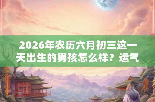 2026年农历六月初三这一天出生的男孩怎么样？运气好吗